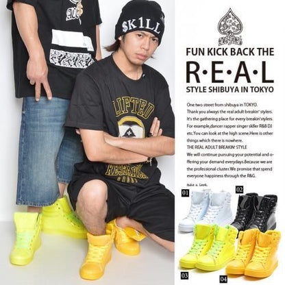 メンズ レディース エナメル ハイカット スニーカー★ACE FLAG/エースフラッグ★ENAMEL HIGH CUT SNEAKER★男女兼用 光沢 ダンス衣装★25.5～27.5cm