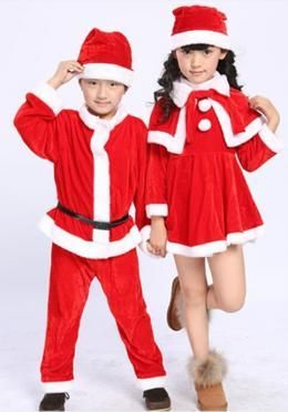 キッズ サンタクロース コスチューム 子供用サイズ★帽子+上着の2点セット★ボーイズ＆ガールズ クリスマス衣装★コスプレ【新品★未使用品】