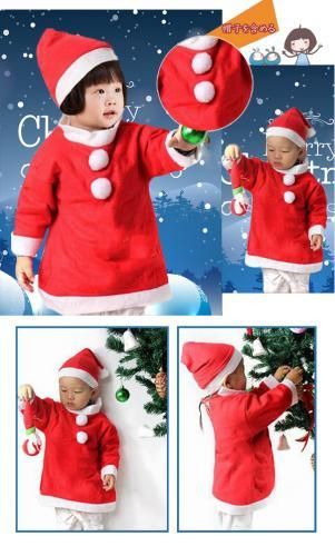キッズ サンタクロース コスチューム 子供用サイズ★帽子+上着の2点セット★幼児 クリスマス衣装★コスプレ【新品★未使用品】